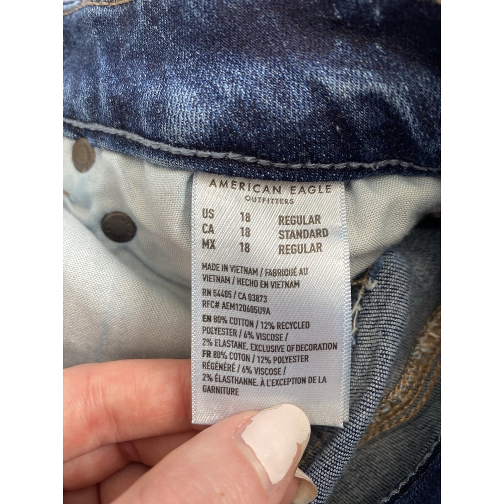 American Eagle Curvy Super Hi-Rise Flare Blue‎ Jeans Womens 18 Regular Casual - Picture 8 of 10